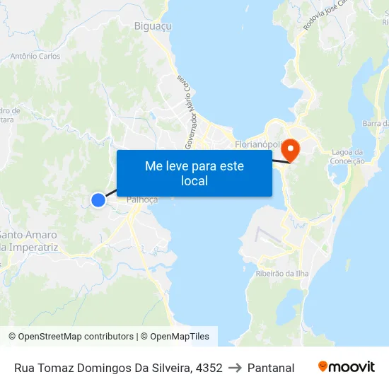 Rua Tomaz Domingos Da Silveira, 4352 to Pantanal map