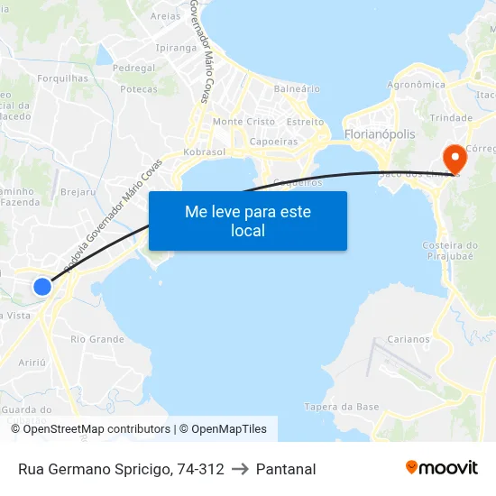 Rua Germano Spricigo, 74-312 to Pantanal map