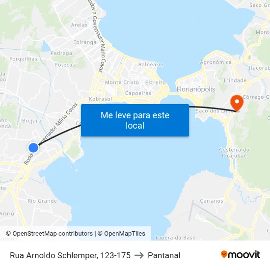 Rua Arnoldo Schlemper, 123-175 to Pantanal map