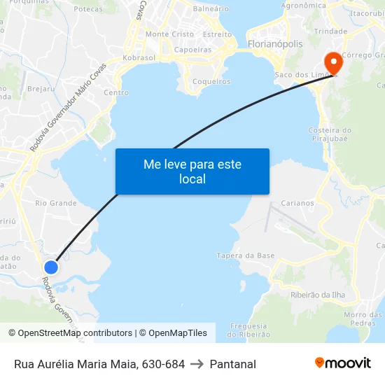 Rua Aurélia Maria Maia, 630-684 to Pantanal map