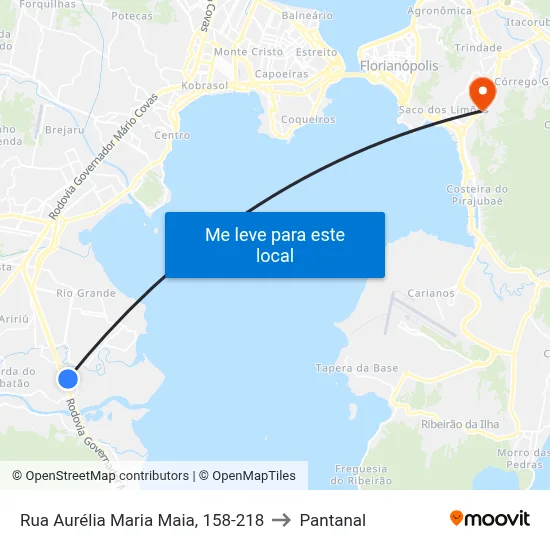 Rua Aurélia Maria Maia, 158-218 to Pantanal map