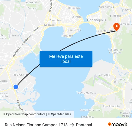 Rua Nelson Floriano Campos 1713 to Pantanal map