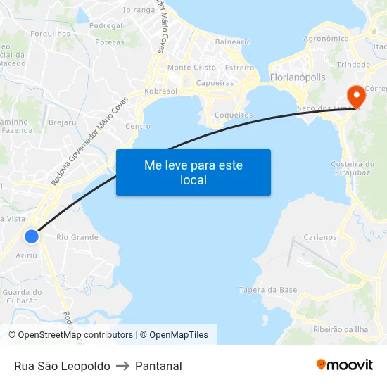 Rua São Leopoldo to Pantanal map