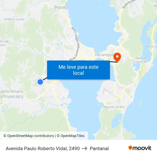 Avenida Paulo Roberto Vidal, 2490 to Pantanal map