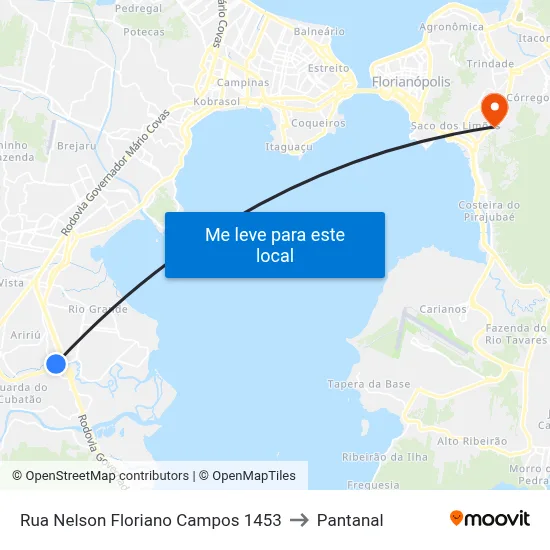 Rua Nelson Floriano Campos 1453 to Pantanal map
