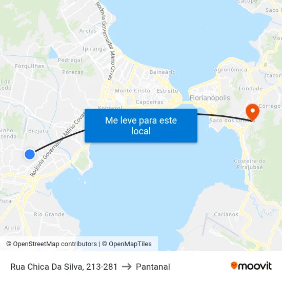 Rua Chica Da Silva, 213-281 to Pantanal map