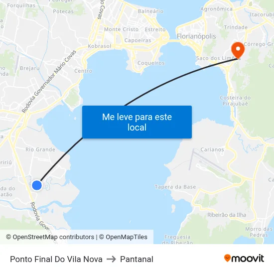 Ponto Final Do Vila Nova to Pantanal map