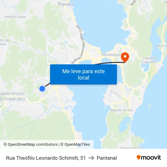 Rua Theófilo Leonardo Schimitt, 51 to Pantanal map