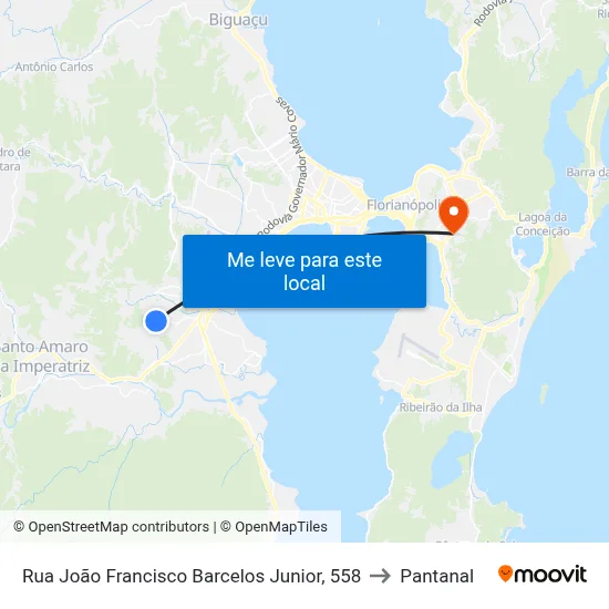 Rua João Francisco Barcelos Junior, 558 to Pantanal map