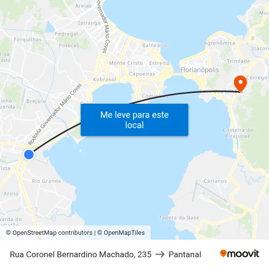 Rua Coronel Bernardino Machado, 235 to Pantanal map