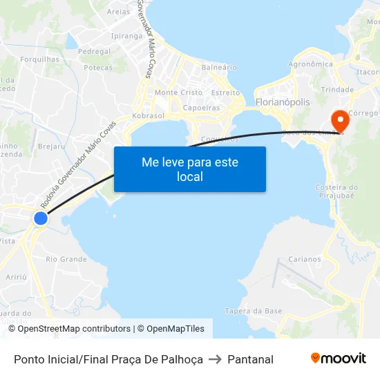 Ponto Inicial/Final Praça De Palhoça to Pantanal map