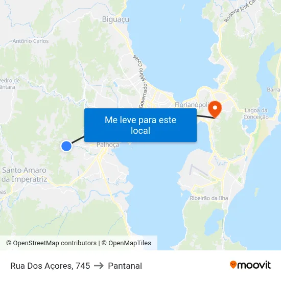 Rua Dos Açores, 745 to Pantanal map