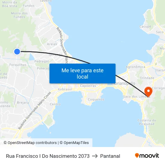 Rua Francisco I Do Nascimento 2073 to Pantanal map