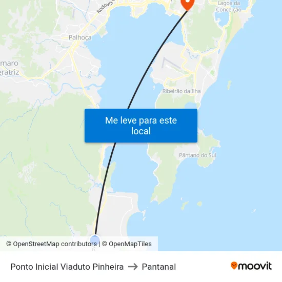 Ponto Inicial Viaduto Pinheira to Pantanal map