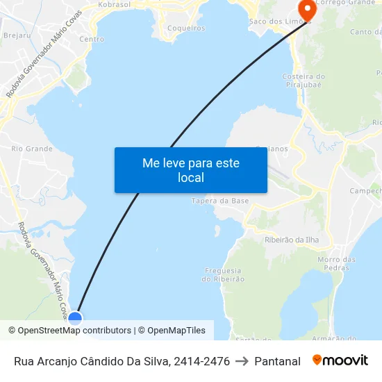 Rua Arcanjo Cândido Da Silva, 2414-2476 to Pantanal map