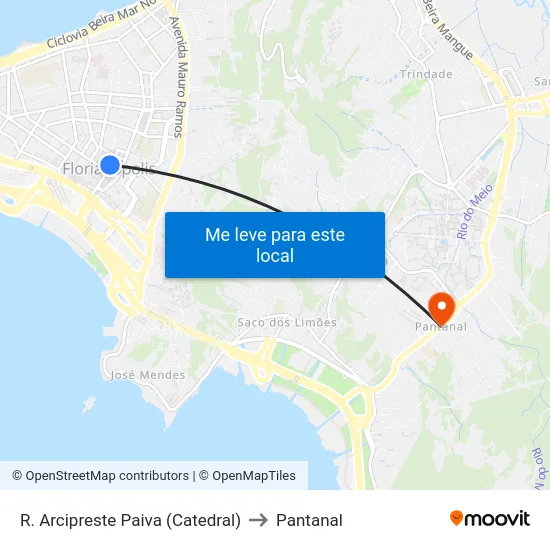 R. Arcipreste Paiva (Catedral) to Pantanal map