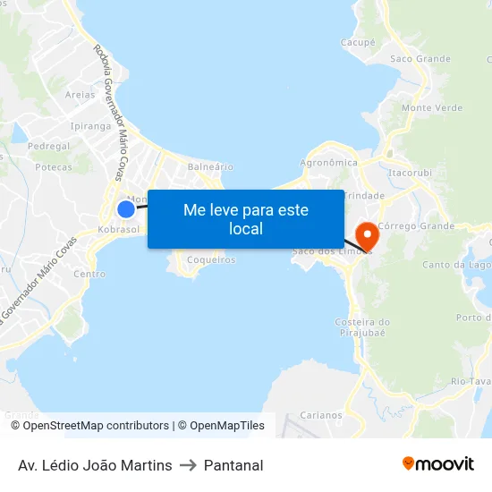 Av. Lédio João Martins to Pantanal map