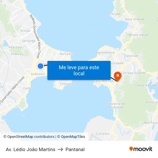 Av. Lédio João Martins to Pantanal map