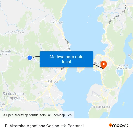 R. Alzemiro Agostinho Coelho to Pantanal map