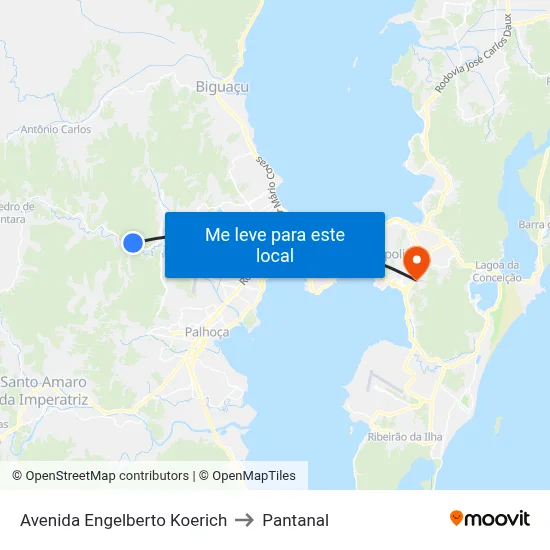 Avenida Engelberto Koerich to Pantanal map