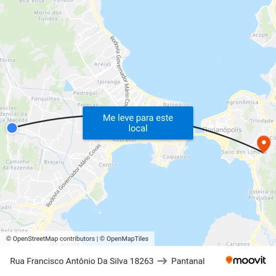 Rua Francisco Antônio Da Silva 18263 to Pantanal map