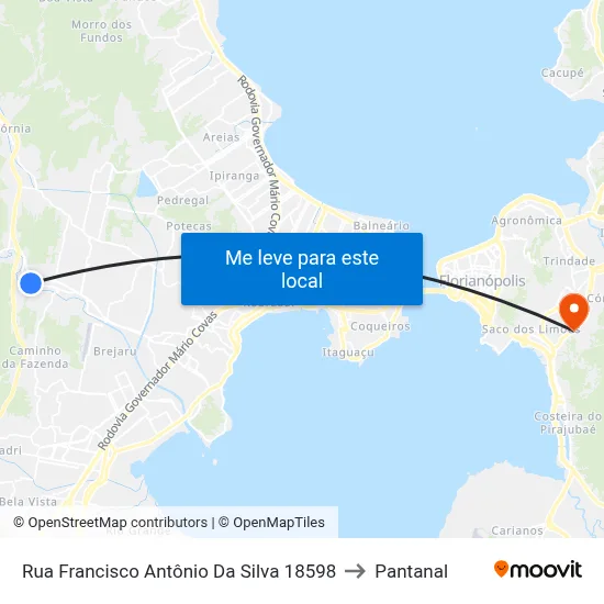 Rua Francisco Antônio Da Silva 18598 to Pantanal map