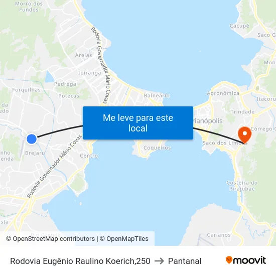 Rodovia Eugênio Raulino Koerich,250 to Pantanal map
