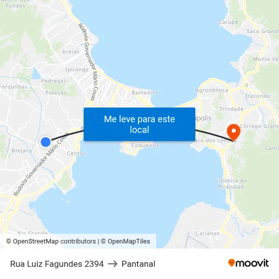 Rua Luiz Fagundes 2394 to Pantanal map