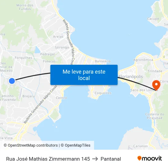 Rua José Mathias Zimmermann 145 to Pantanal map
