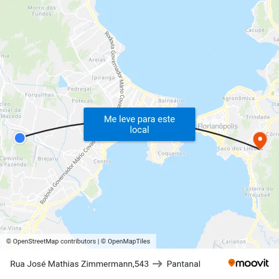 Rua José Mathias Zimmermann,543 to Pantanal map