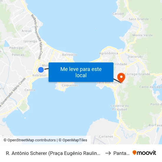 R. Antônio Scherer (Praça Eugênio Raulino Koerich) to Pantanal map