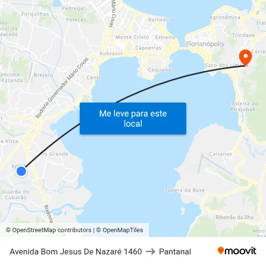 Avenida Bom Jesus De Nazaré 1460 to Pantanal map