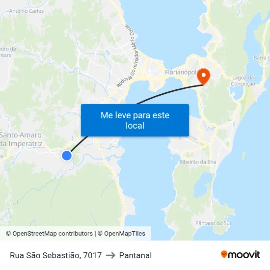 Rua São Sebastião, 7017 to Pantanal map