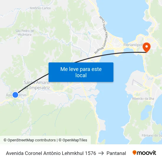 Avenida Coronel Antônio Lehmkhul 1576 to Pantanal map
