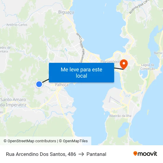 Rua Arcendino Dos Santos, 486 to Pantanal map