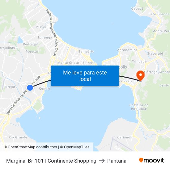 Marginal Br-101 | Continente Shopping to Pantanal map