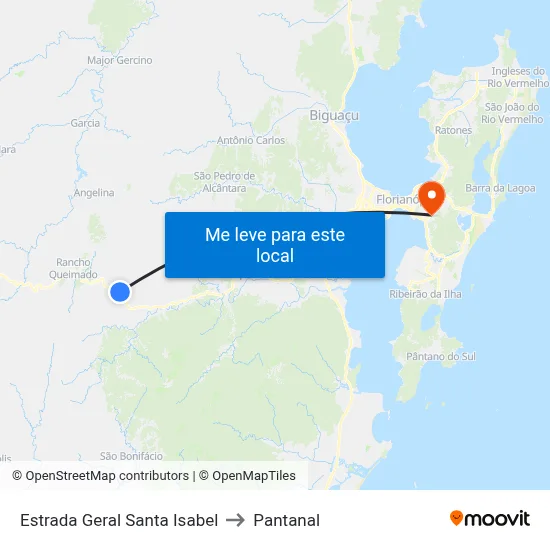 Estrada Geral Santa Isabel to Pantanal map
