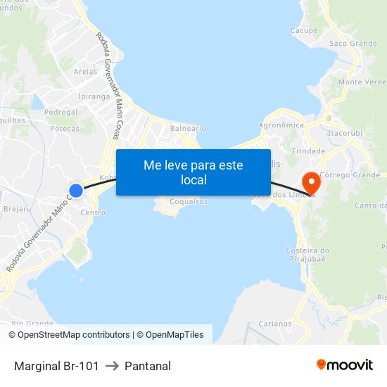 Marginal Br-101 to Pantanal map