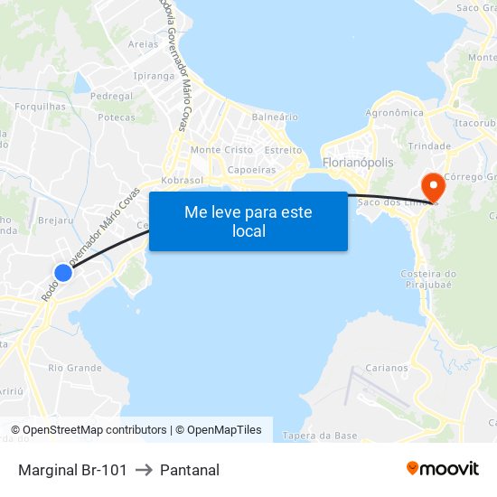 Marginal Br-101 to Pantanal map