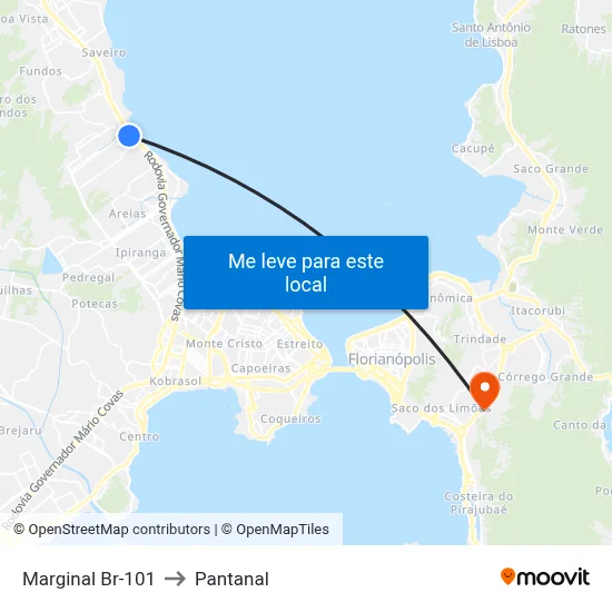 Marginal Br-101 to Pantanal map
