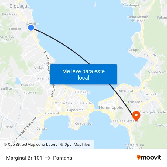 Marginal Br-101 to Pantanal map