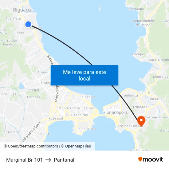 Marginal Br-101 to Pantanal map