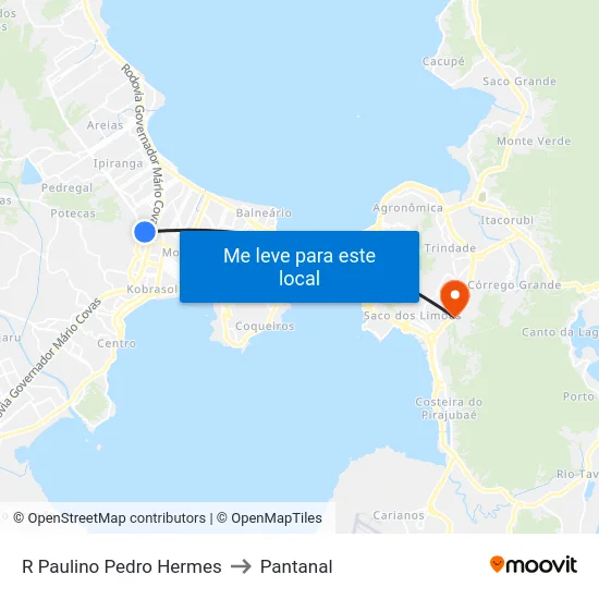 R Paulino Pedro Hermes to Pantanal map