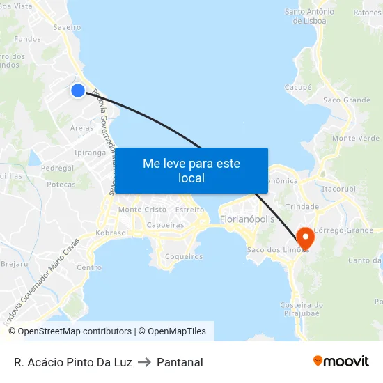 R. Acácio Pinto Da Luz to Pantanal map