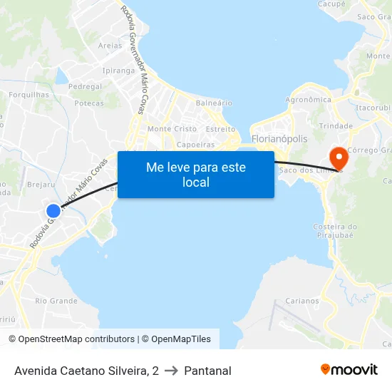 Avenida Caetano Silveira, 2 to Pantanal map