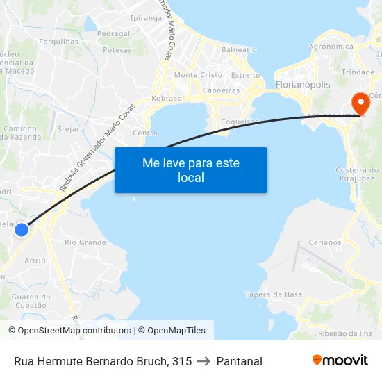 Rua Hermute Bernardo Bruch, 315 to Pantanal map