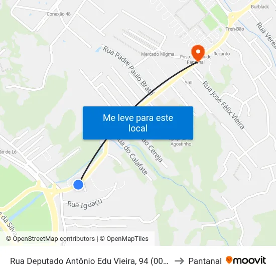 Rua Deputado Antônio Edu Vieira, 94 (001) to Pantanal map