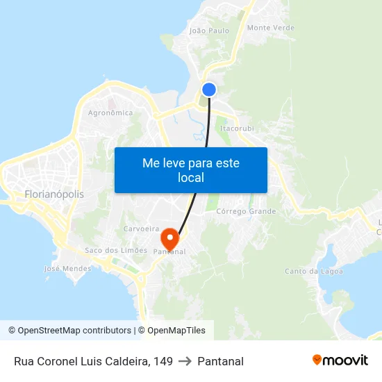 Rua Coronel Luis Caldeira, 149 to Pantanal map