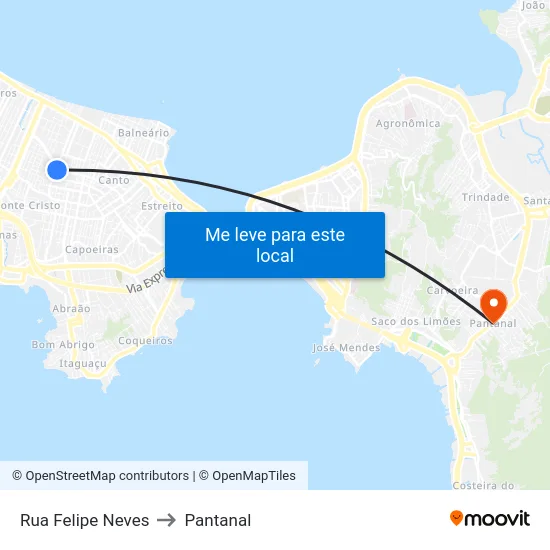 Rua Felipe Neves to Pantanal map