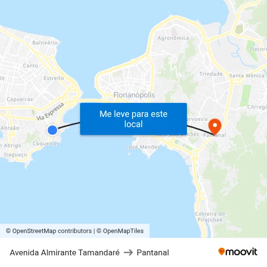 Avenida Almirante Tamandaré to Pantanal map